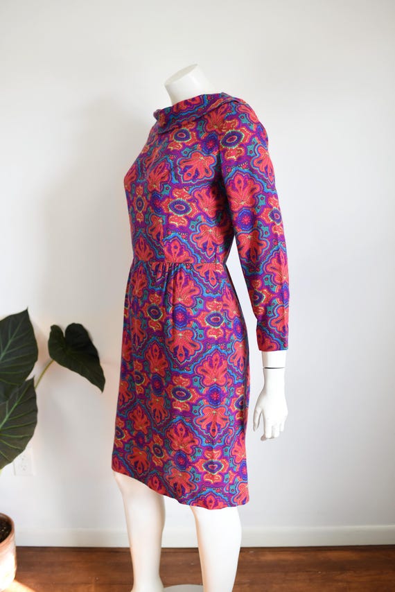 1960s Psychedelic Paisley Dress - M - image 5