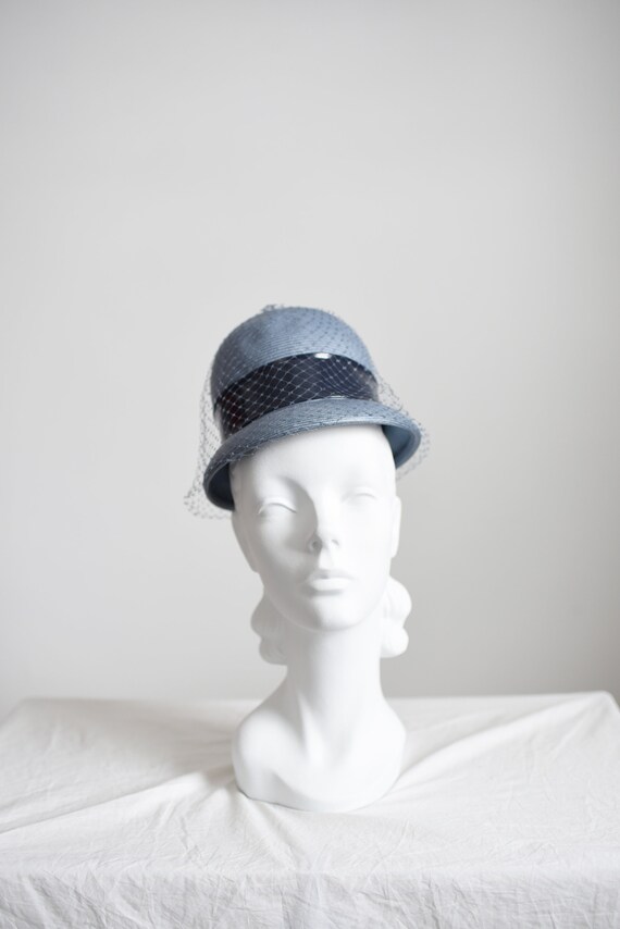 1960s Blue Straw Bubble Hat - image 5