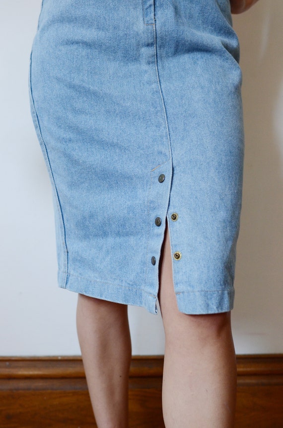 1980s Light Blue Denim Skirt - XS - image 8