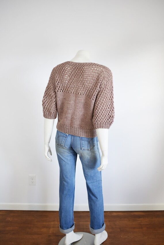 Brown Handknit Sweater - S/M - image 2