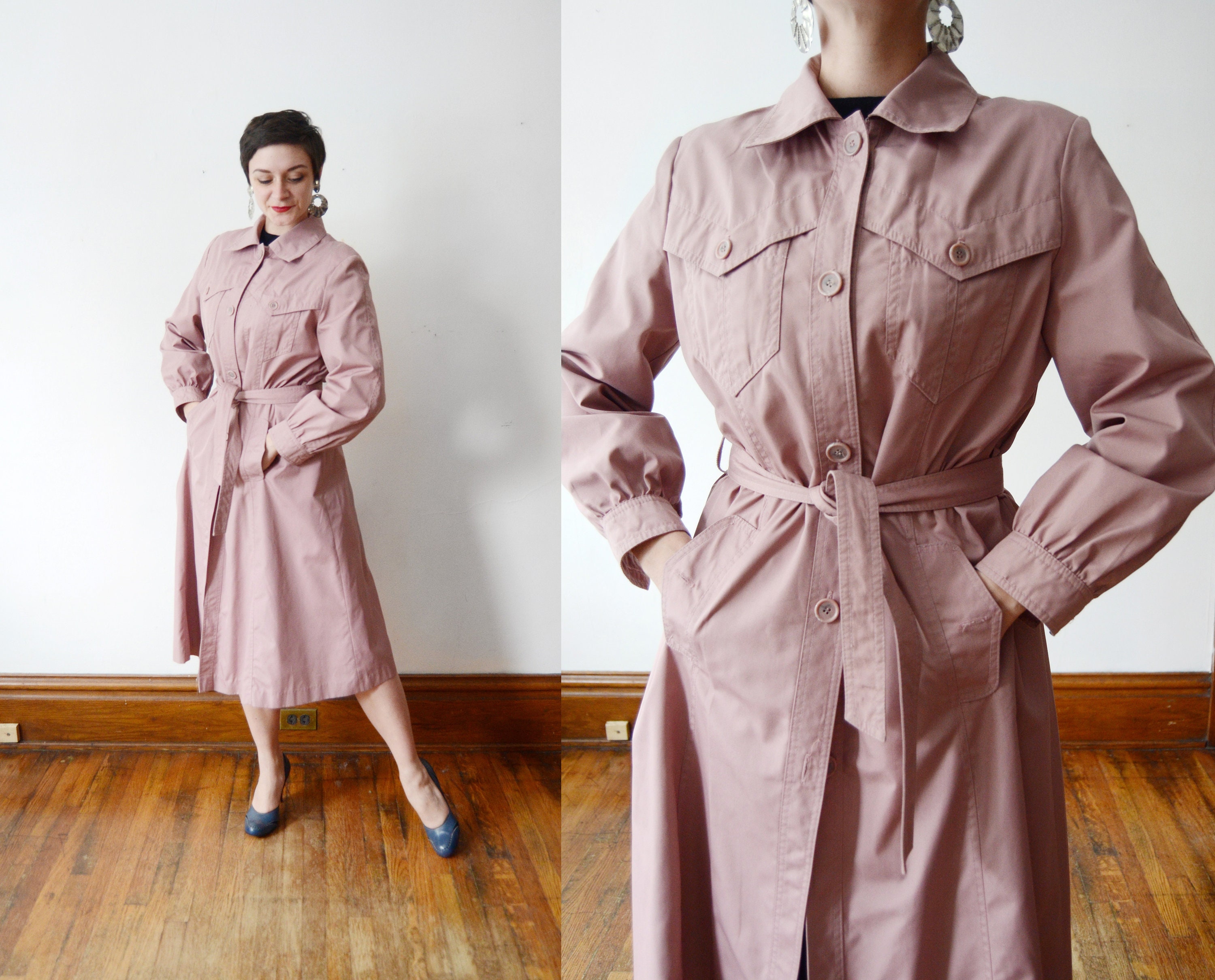 Purple 1970s Trench Coat - M