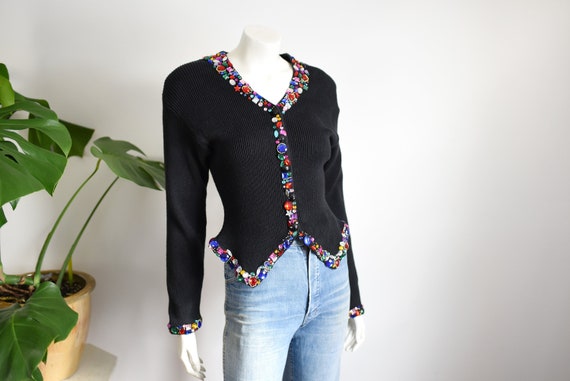 90s Fredericks Of Hollywood Bejeweled Cardigan - S