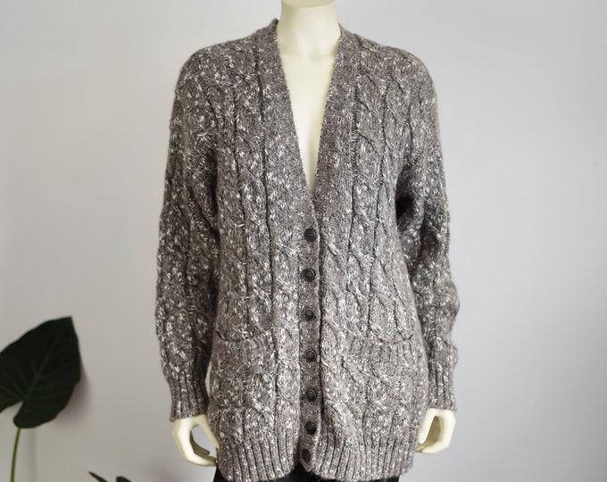 80s Liz Claiborne Cable Knit Cardigan - S/M/L