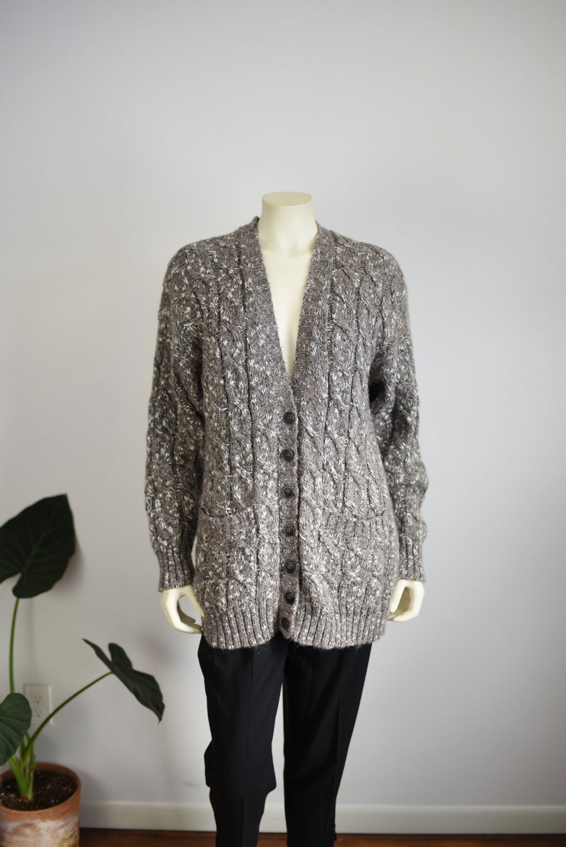 80s Liz Claiborne Cable Knit Cardigan S/M/L image 1