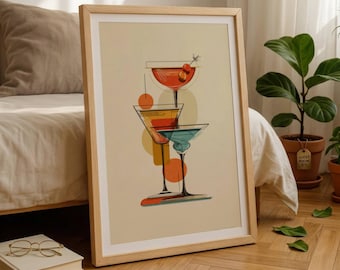Cocktail Poster Retro Bar Wall Art Print