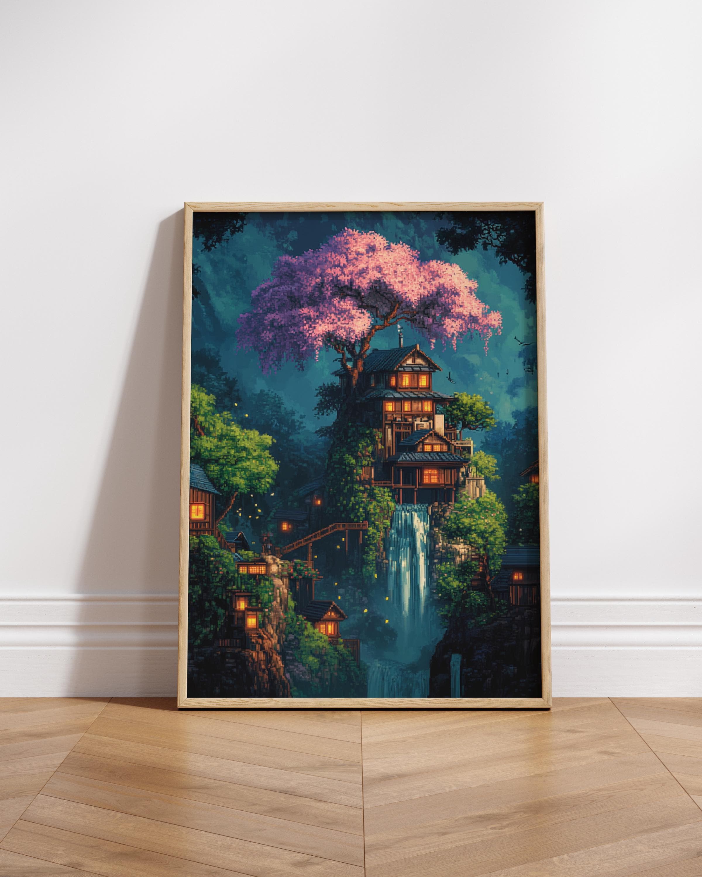 Bezauberndes mattes 8-Bit Poster, Verträumtes Wandbild, Magisches Wohndekor, Geschenk für Naturliebhaber | Digitaler Download