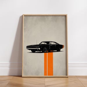 Retro Muscle Car Poster | Vintage Auto Wall Art | Bold Classic Car Print | Minimalist Garage Decor for Car Enthusiasts