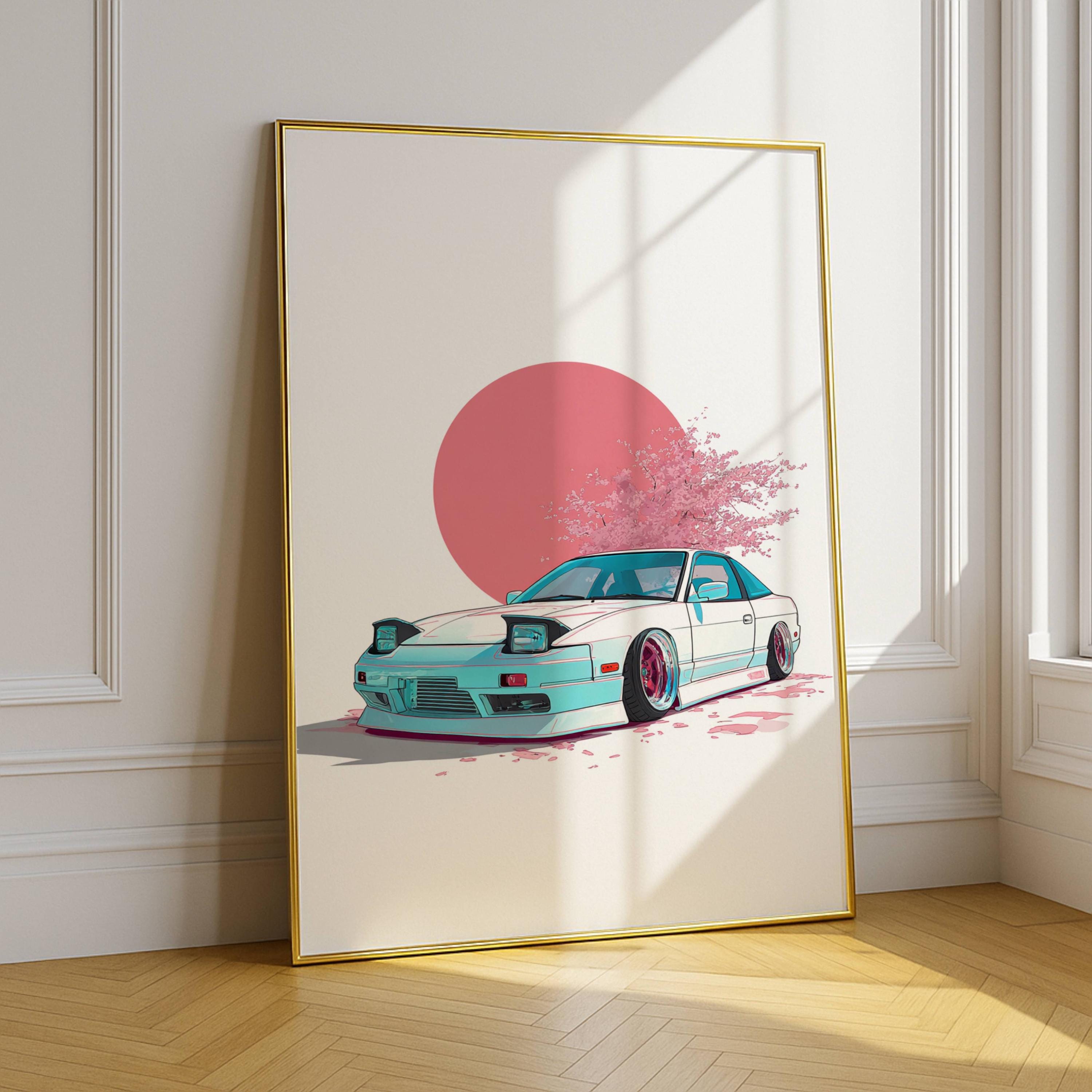 アート・デザイン・音楽 Poster Art of Cars Japanese Car Poster – JDM Drift Art, Sakura Blossom Wall Art