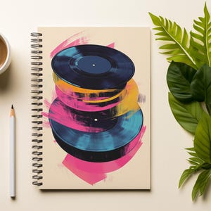 Retro Vinyl Record Spiral Notebook - Ruled Line, Music Lover Gift, Artistic Journal, School Supplies, Unique Stationery, Vintage Design