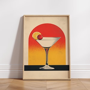 Retro Cocktail Matte Vertical Poster, Vintage Wall Art, Bar Decor, Martini Artwork, Home Bar Accent, Gift for Cocktail Lovers