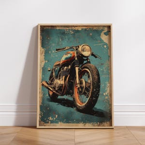 Vintage motorfietsposter: retro matte muurdecoratie, digitale download