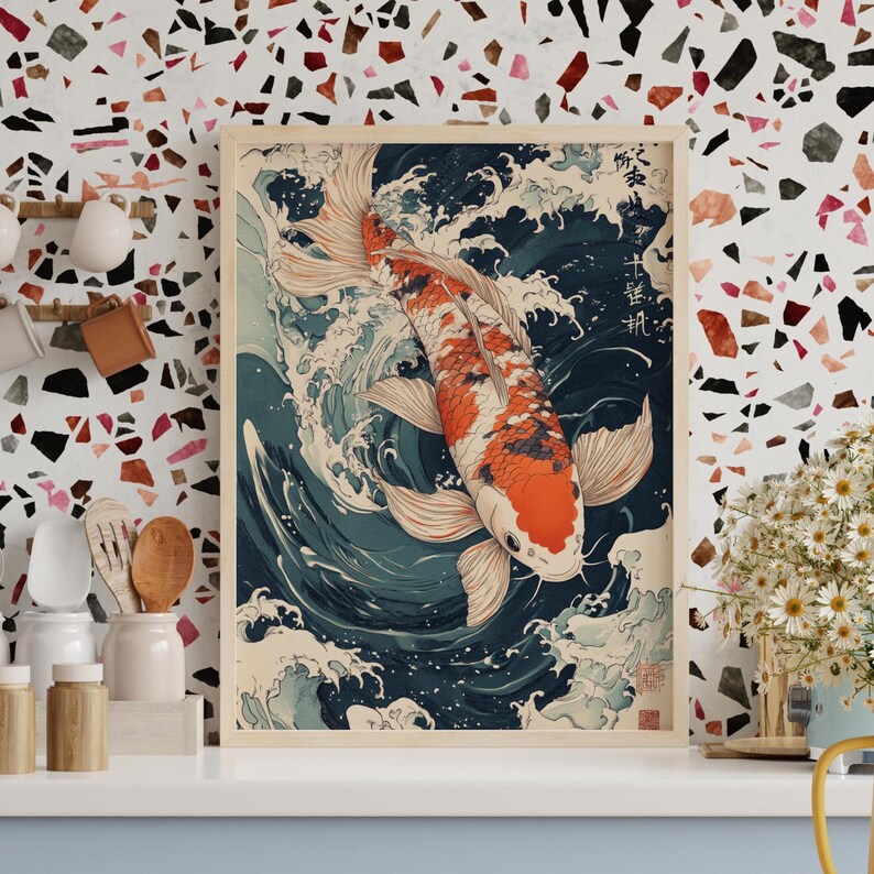 Japanese Koi Fish Poster: Matte Vertical Design - Digital Download image 2