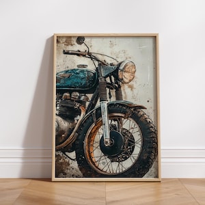 Vintage Motorcycle Matte Poster | Wall Art Print for Biker Lovers, Home Decor, Bedroom, Garage, Gift for Him, Cafe Racer Poster.