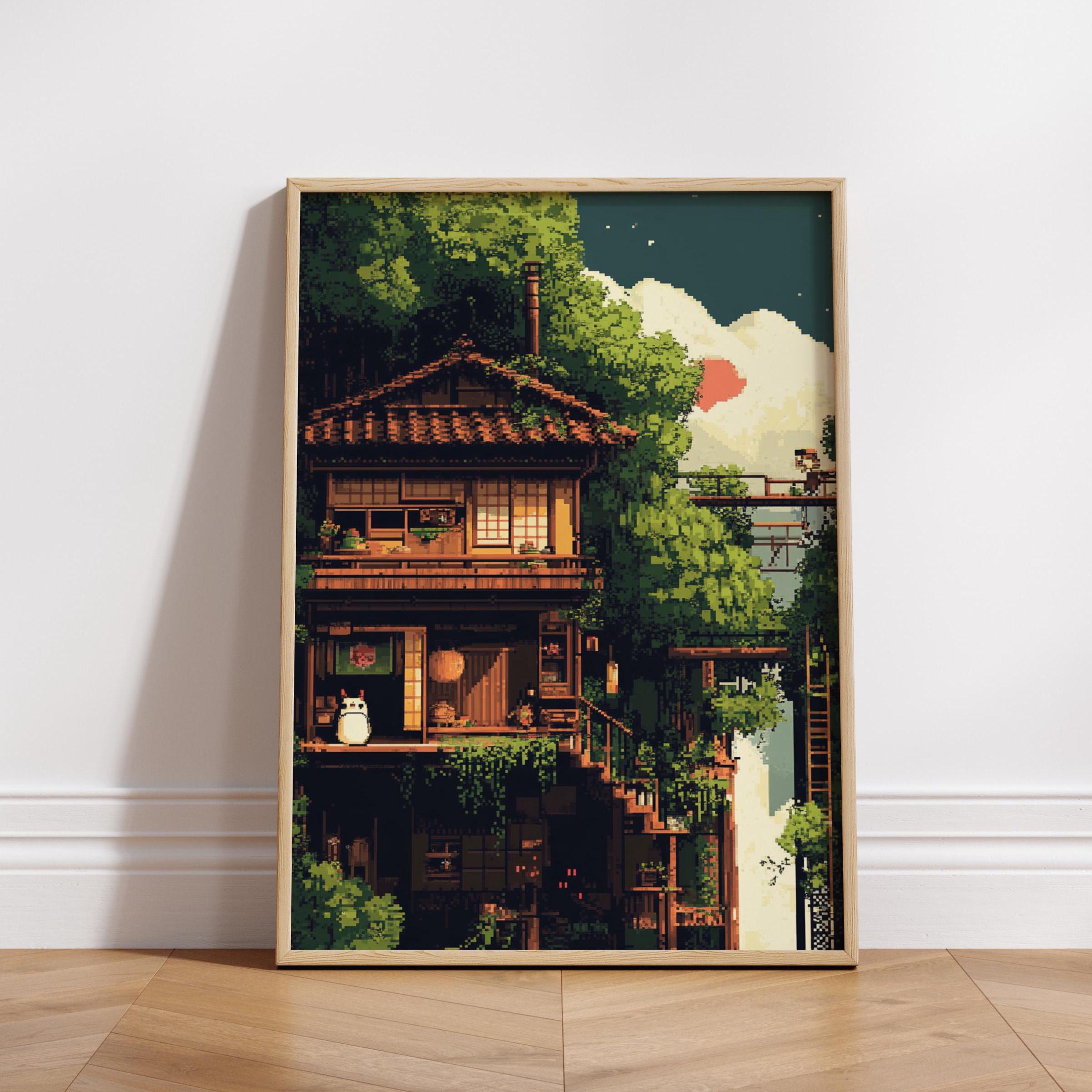 Nature Pixel Art Poster: Whimsical Retro Style (digital Download