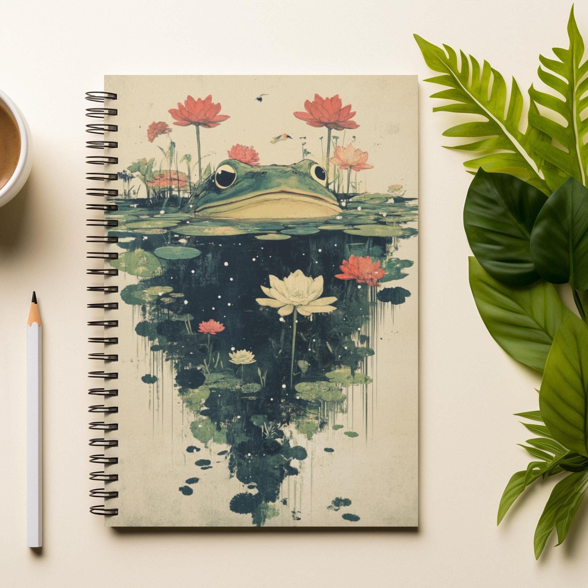 Whimsical Frog Spiral Notebook  | Nature Lovers Journal | Cute Stationery Gift | Perfect for Writing | Note-taking | School Supplies |