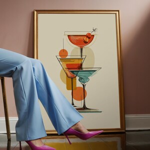 Mid Century Modern Cocktail Print, Bar Cart Wall Art, Retro Kitchen Decor image 7