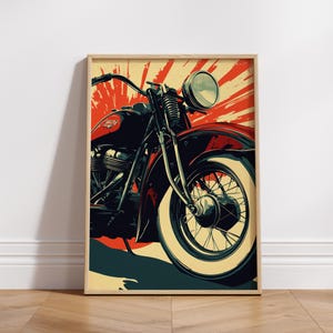 Vintage Motorcycle Matte Poster | Retro Wall Art | Biker Decor | Digital Download | Home Office Wall Decor
