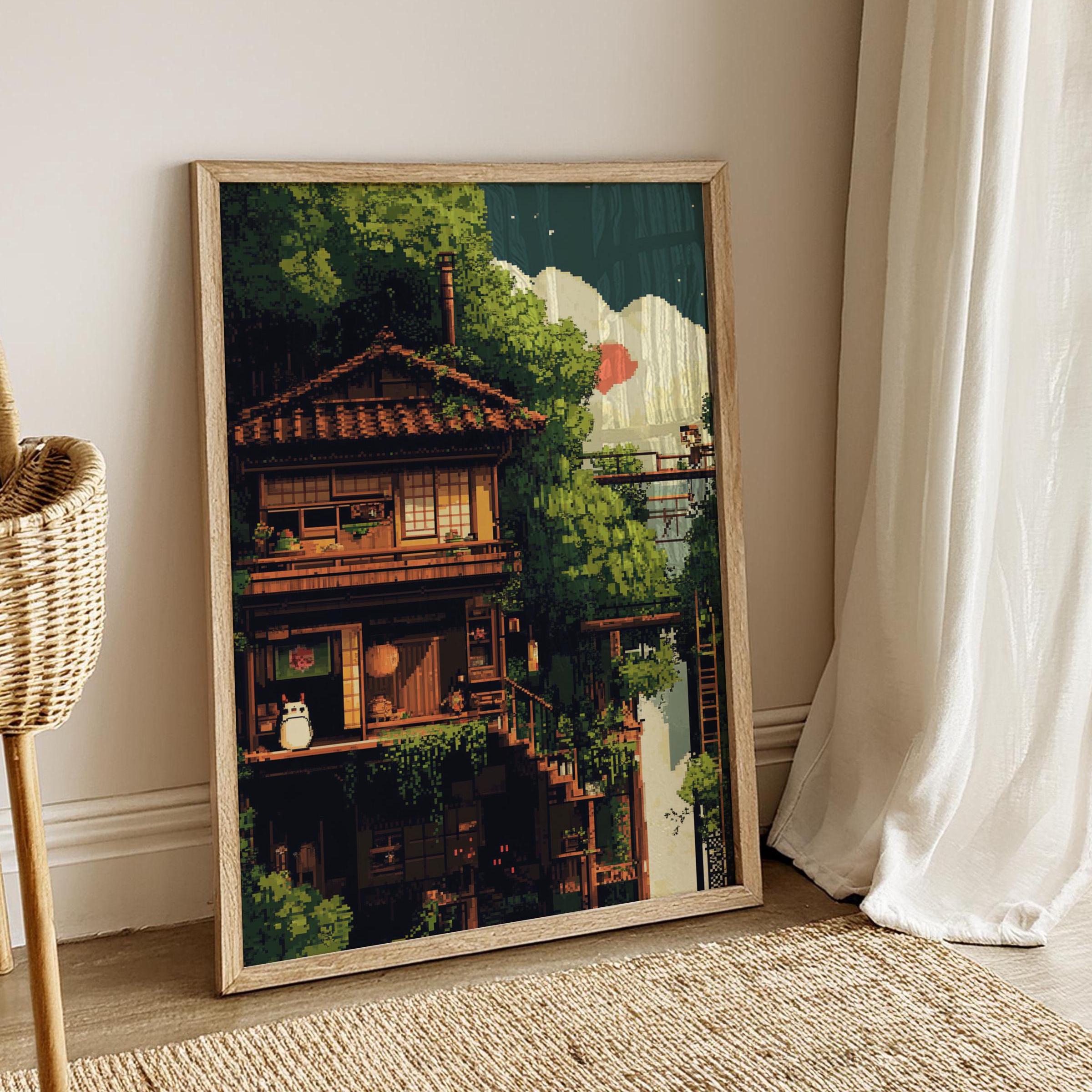 Nature Pixel Art Poster: Whimsical Retro Style (digital Download
