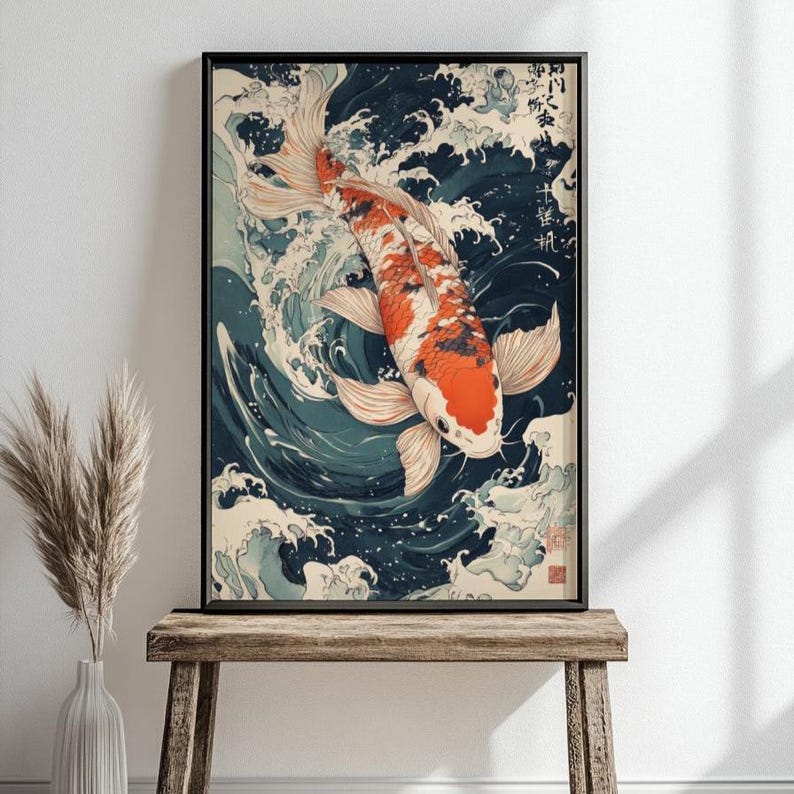 Japanese Koi Fish Poster: Matte Vertical Design - Digital Download image 3