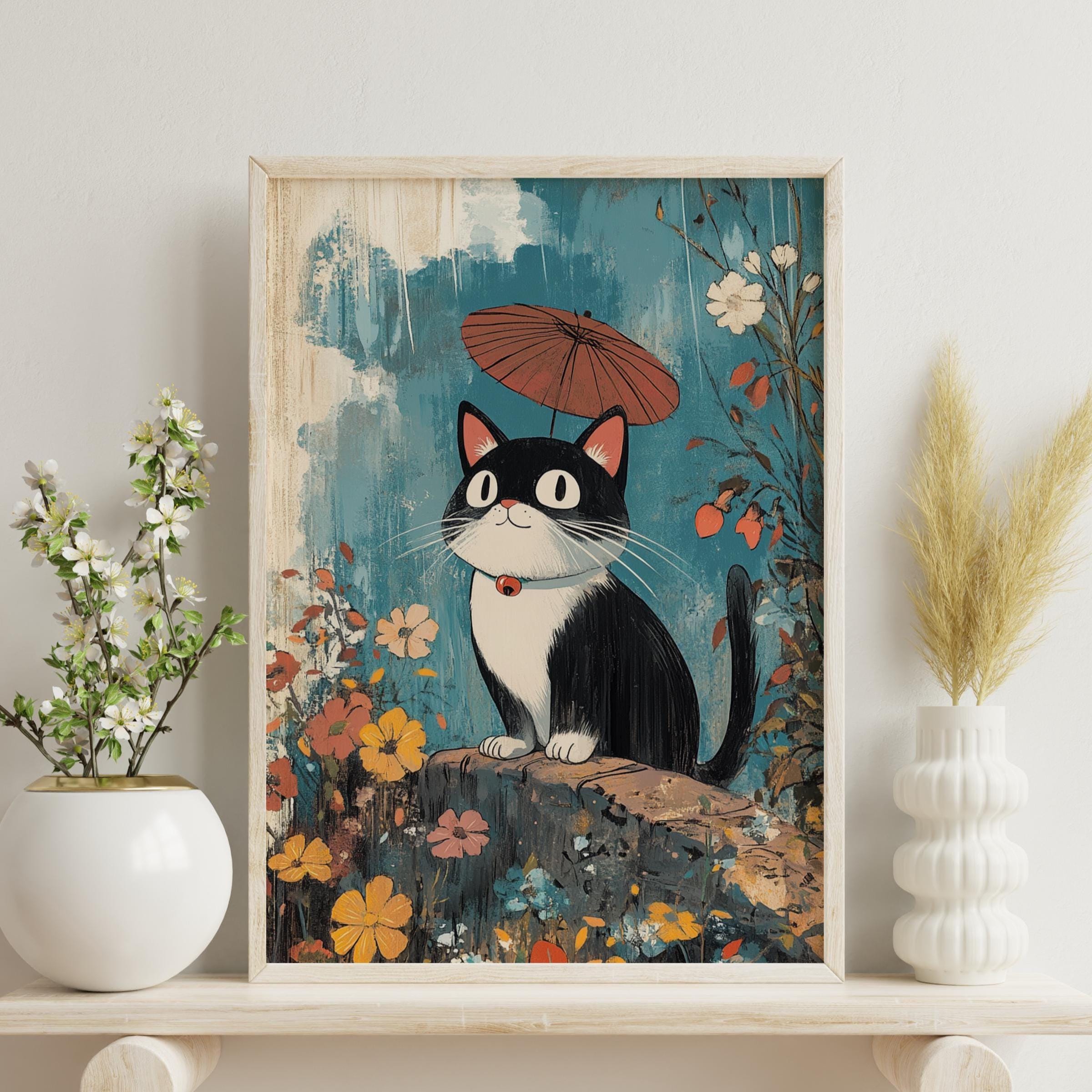 Whimsical Black Cat Poster – Studio Ghibli-inspired Art Print With ...