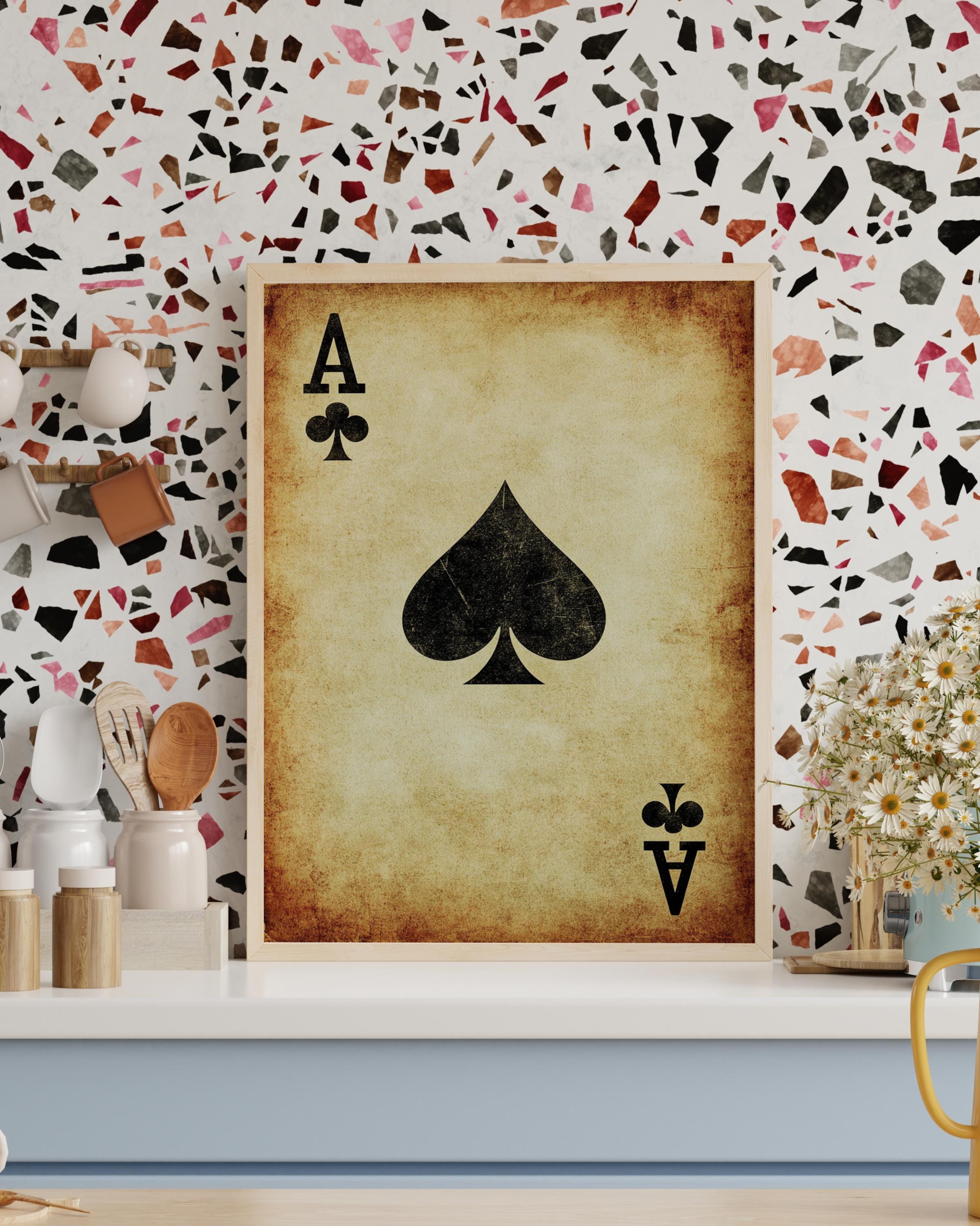 Vintage Playing Card Wall Art Poster, Retro Gambling Decor for Game ...