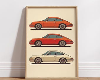 Porsche 911 Wall Art: Sleek Automotive Design - Digital Download