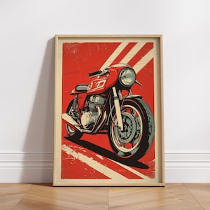 Vintage Motorcycle Matte Poster | Wall Art Print for Biker Lovers | Home Decor | Bedroom |Digital Download | Cafe Racer Poster.