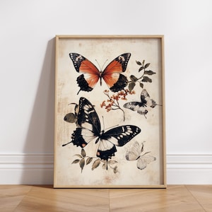 Vintage Butterfly Wall Art, Matte Vertical Posters for Home Decor, Nature-Inspired Artwork for Gifts, Eco-Friendly Art Prints