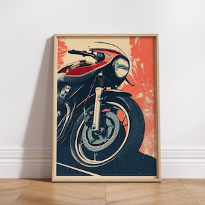 Vintage Motorcycle Matte Poster | Wall Art Print for Biker Lovers | Home Decor | Bedroom | Digital Download | Cafe Racer Poster.