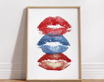女性の唇の水彩画、キスの装飾、口のアート、ファッションポスター