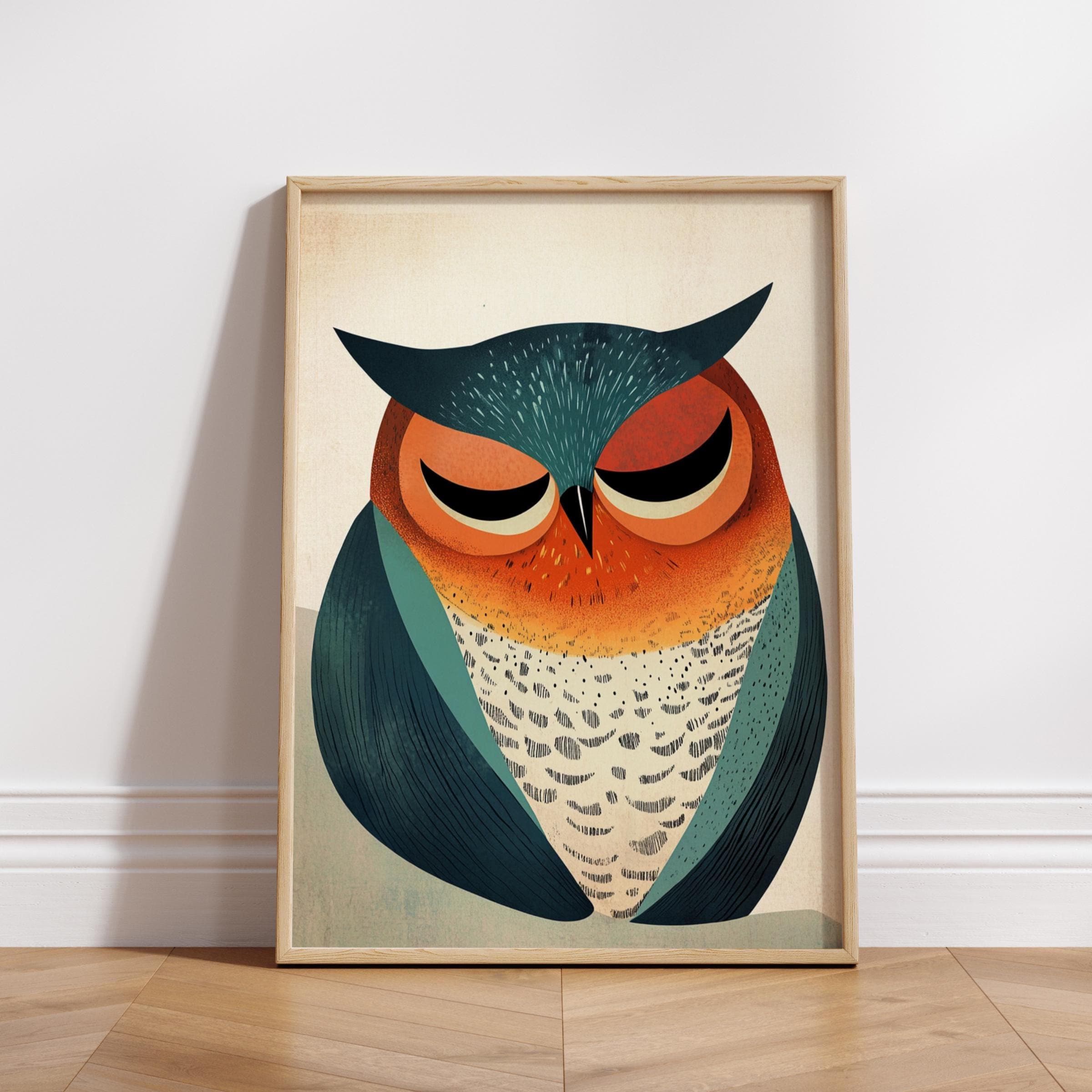 Whimsical Owl Wall Art Poster, Boho Home Decor, Nature-Inspired Gift, Nursery Wall Art, Cute Animal Print, Aesthetic Cozy Home.