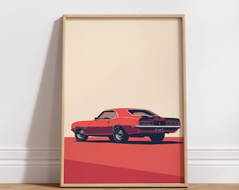 Retro Car Poster: Vintage Muscle Design - Digital Download