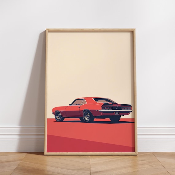 Retro Car Poster: Vintage Muscle Design - Digital Download