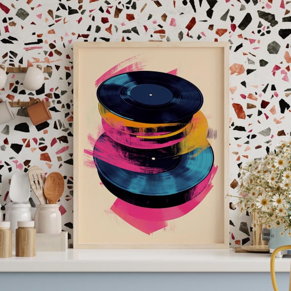Retro Vinyl Record Art Print, Matte Music Room Poster - Etsy