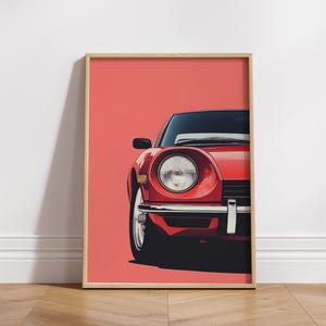 Retro Red Sports Car Poster | Car Lover Gift | Automotive Wall Art | Garage Decor | Vintage Car Print | Man Cave Art | Digital Download