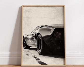 Minimalist Muscle Car Poster | Black And White Automotive Wall Art | Garage Decor | Car Lover Gift