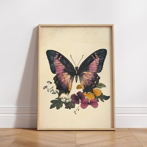 Poster di farfalle botaniche, arte murale vintage, decorazione naturale, casa ecologica, regalo per gli amanti della natura / download digitale