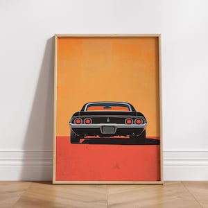Retro muscle car poster, vintage garagekunst (digitale download)
