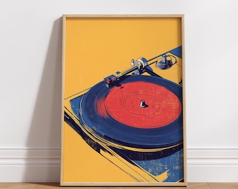 Retro Vinyl Record Poster, Music Decor Wall Art, Vintage Record Player Print, Gift for Music Lovers, Home Office Decor, Unique Art