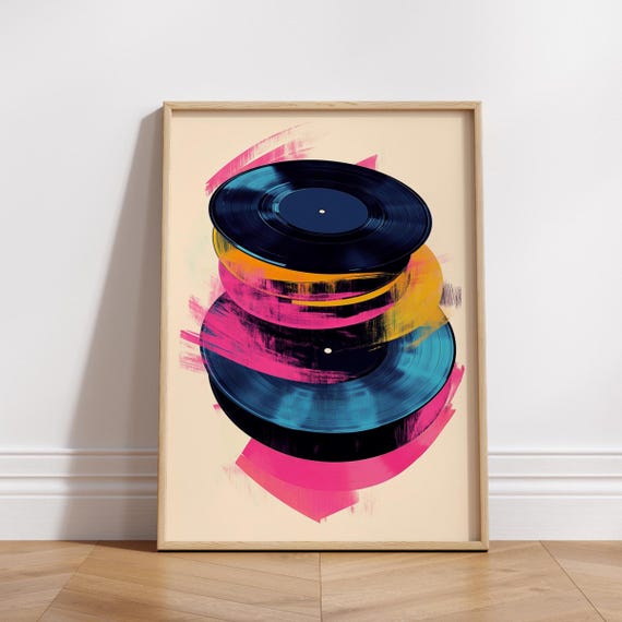 Retro Vinyl Record Art Print, Matte Music Room Poster - Etsy