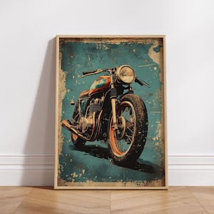 Vintage Motorrad Matte Poster, Retro Wand Kunst Dekor für Biker Enthusiasten, Mann Höhle Dekor, Geschenk für Motorrad Liebhaber, Motorrad Kunst