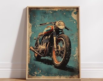 affiche vintage de Cafe Racer, art mural moto rétro, impression moto classique, affiche moto rétro, décoration murale garage, art moto