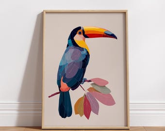 Toucan Wall Art, Tropical Bird Print, Colorful Bird Poster, Modern Animal Wall Art, Tropical Wall Decor
