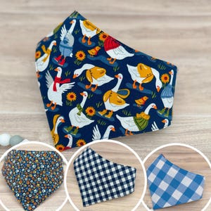 Reversible Dog Bandana: Geese and Paw Prints, Double Snap Spring Pet Accessory