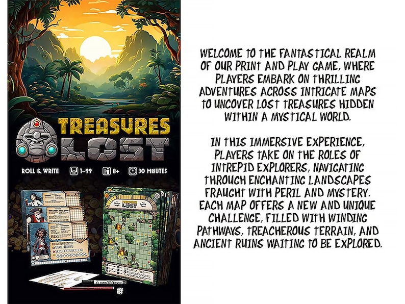 Board Game: Treasures Lost - Fantasy Print-and-Play adventure. image 3