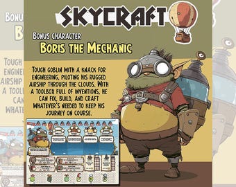 Board Game: SkyCraft. Boris the Mechanic [add-on] - Print and Play/PnP fantasy adventure