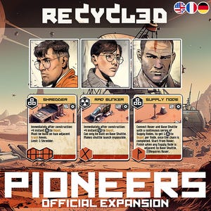 Board Game: Recycled - Solo space survival Print-and-Play. Pioneers expansion [add-on].