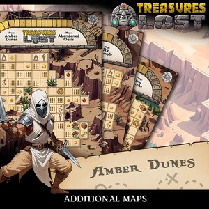 Board Game: Treasures Lost - Fantasy Print-and-Play adventure. Amber Dunes maps [add-on]