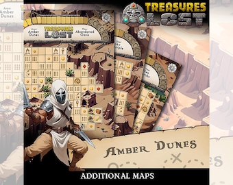 Board Game: Treasures Lost - Fantasy Print-and-Play adventure. Amber Dunes maps [add-on]
