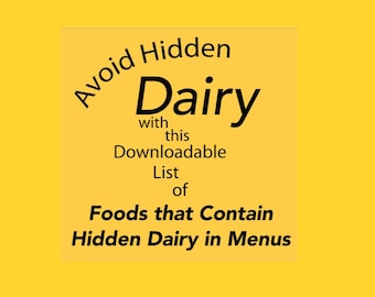 Dairy Allergy & Intolerance Restaurant Guide | Hidden Dairy Food List | Digital Download PDF